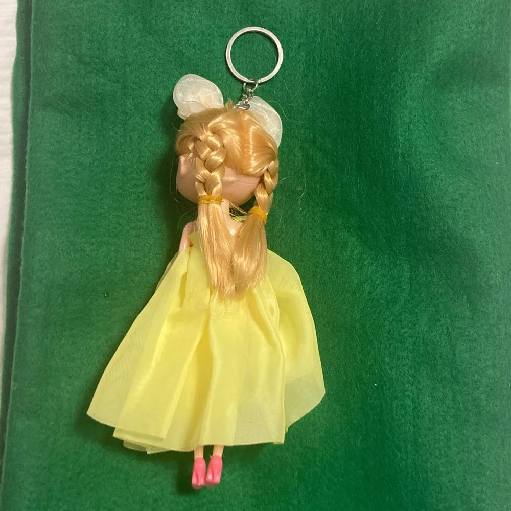 Keychain Bag Charm Yellow Dress Doll Keychain with Bow - Picture 2 of 4